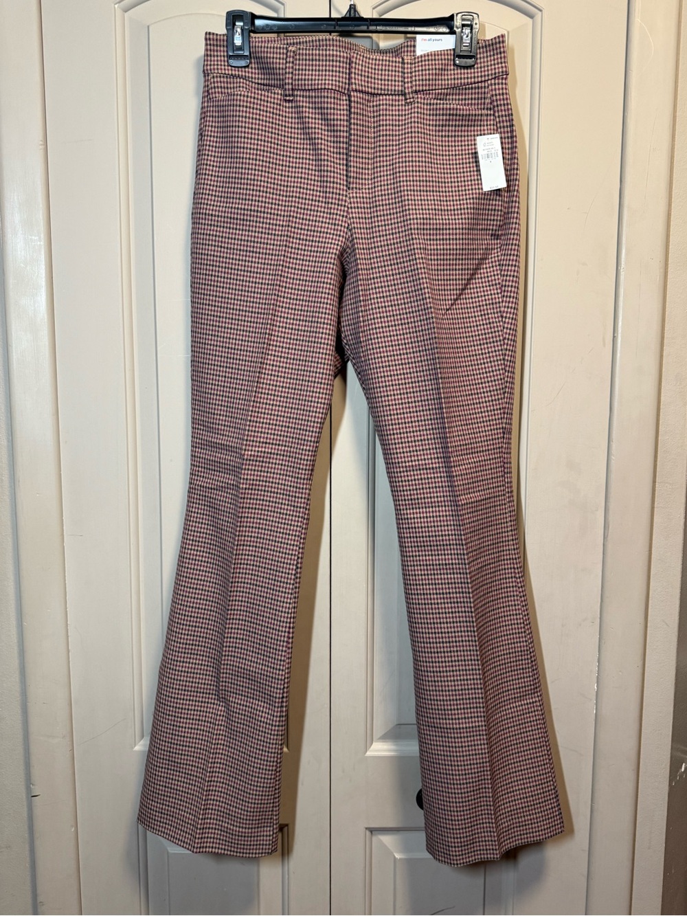 Old Navy Pink and Brown Plaid Flare Pants